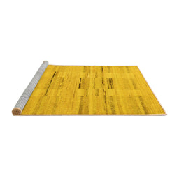 Sideview of Machine Washable Solid Yellow Modern Rug, wshabs5469yw