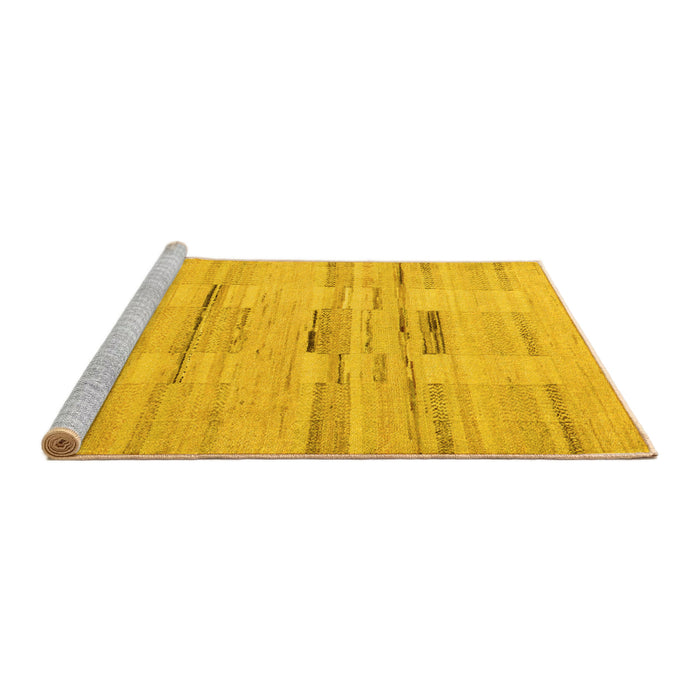 Sideview of Machine Washable Solid Yellow Modern Rug, wshabs5469yw