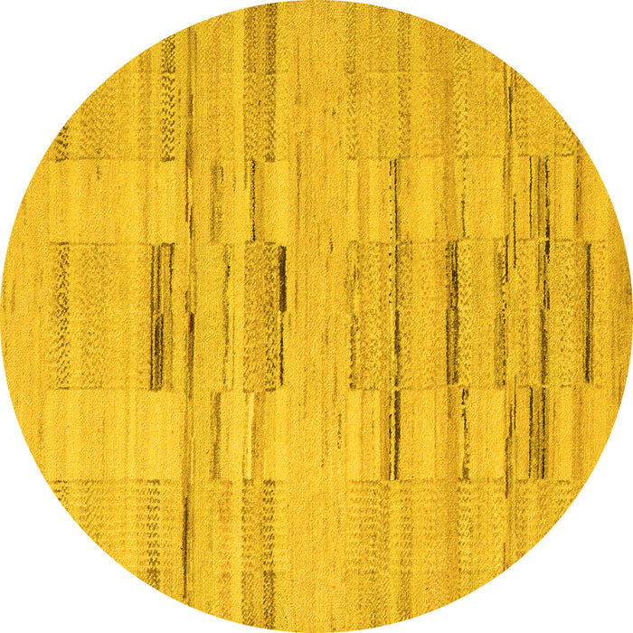 Round Machine Washable Solid Yellow Modern Rug, wshabs5469yw