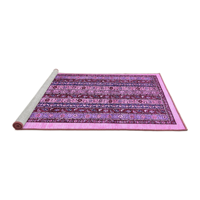 Sideview of Machine Washable Abstract Purple Modern Area Rugs, wshabs546pur