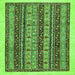 Square Abstract Green Modern Rug, abs546grn