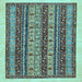 Square Abstract Light Blue Modern Rug, abs546lblu