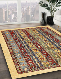 Abstract Red Brown Modern Rug in Family Room, abs546