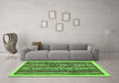 Machine Washable Abstract Green Modern Area Rugs in a Living Room,, wshabs546grn