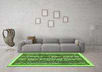 Machine Washable Abstract Green Modern Rug, wshabs546grn