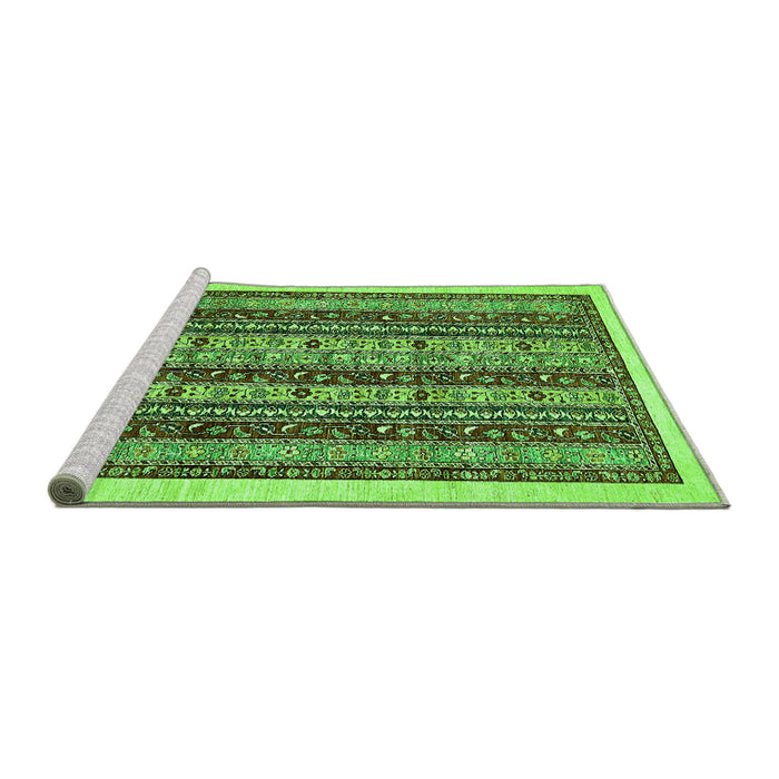 Sideview of Machine Washable Abstract Green Modern Area Rugs, wshabs546grn