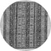 Round Machine Washable Abstract Gray Modern Rug, wshabs546gry