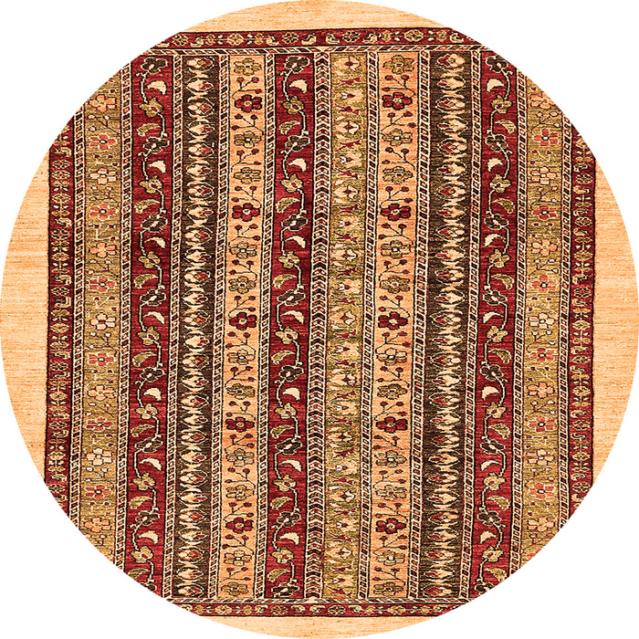 Round Machine Washable Abstract Orange Modern Area Rugs, wshabs546org