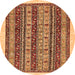 Round Machine Washable Abstract Orange Modern Area Rugs, wshabs546org