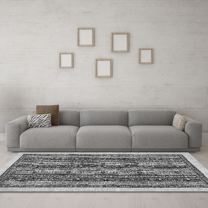 Machine Washable Abstract Gray Modern Rug in a Living Room,, wshabs546gry