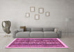 Machine Washable Abstract Pink Modern Rug in a Living Room, wshabs546pnk