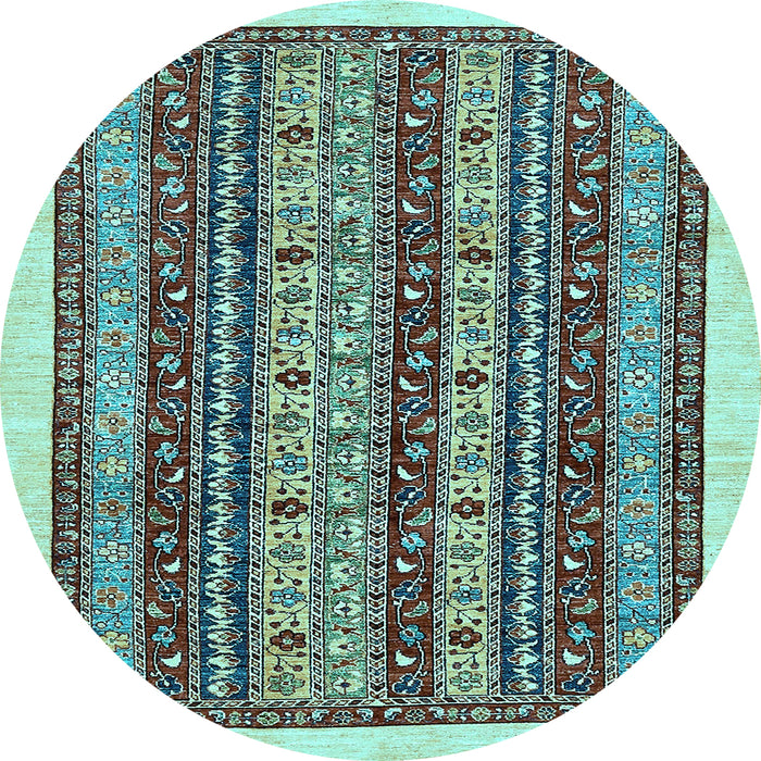 Round Machine Washable Abstract Light Blue Modern Rug, wshabs546lblu