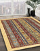 Abstract Red Brown Modern Rug in Family Room, abs546