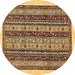 Round Abstract Brown Modern Rug, abs546brn