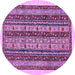 Round Machine Washable Abstract Purple Modern Area Rugs, wshabs546pur