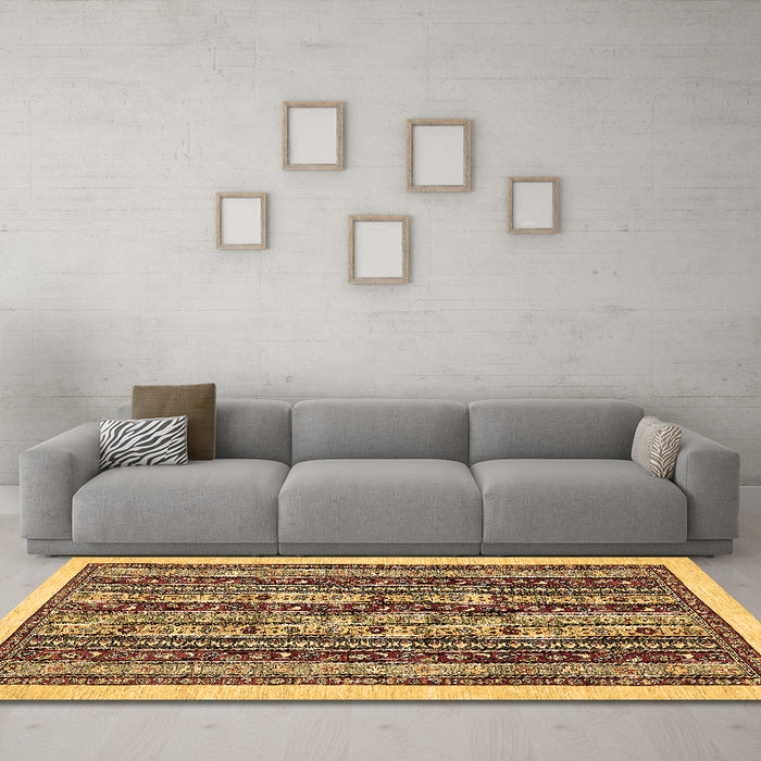 Machine Washable Abstract Brown Modern Rug in a Living Room,, wshabs546brn