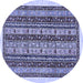 Round Machine Washable Abstract Blue Modern Rug, wshabs546blu