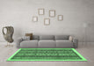 Machine Washable Abstract Emerald Green Modern Area Rugs in a Living Room,, wshabs546emgrn
