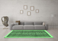 Machine Washable Abstract Emerald Green Modern Rug, wshabs546emgrn