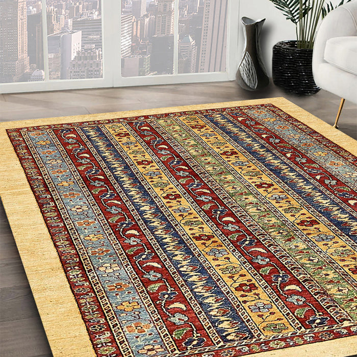 Machine Washable Abstract Red Brown Rug in a Family Room, wshabs546