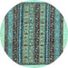 Round Abstract Light Blue Modern Rug, abs546lblu