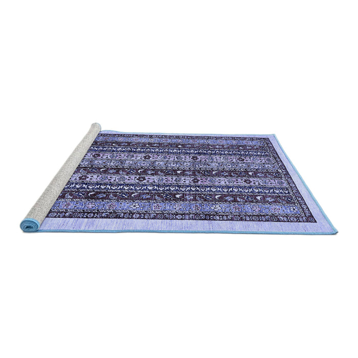 Sideview of Machine Washable Abstract Blue Modern Rug, wshabs546blu