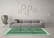 Machine Washable Abstract Turquoise Modern Area Rugs in a Living Room,, wshabs546turq