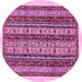 Round Abstract Pink Modern Rug, abs546pnk