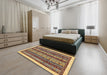 Abstract Red Brown Modern Rug in a Bedroom, abs546