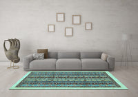 Machine Washable Abstract Light Blue Modern Rug, wshabs546lblu