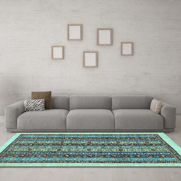 Machine Washable Abstract Light Blue Modern Rug in a Living Room, wshabs546lblu