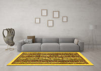 Machine Washable Abstract Yellow Modern Rug, wshabs546yw