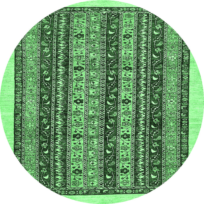 Round Abstract Emerald Green Modern Rug, abs546emgrn