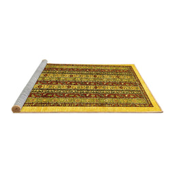 Sideview of Machine Washable Abstract Yellow Modern Rug, wshabs546yw