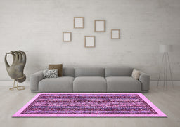 Machine Washable Abstract Purple Modern Area Rugs in a Living Room, wshabs546pur