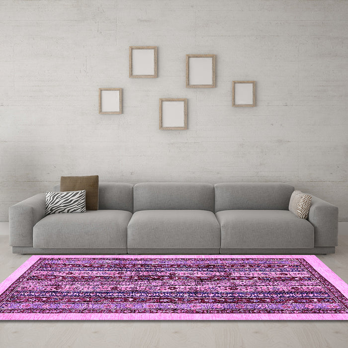 Machine Washable Abstract Purple Modern Area Rugs in a Living Room, wshabs546pur
