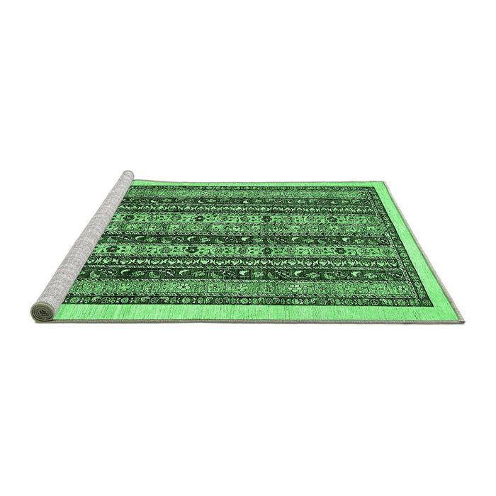 Sideview of Machine Washable Abstract Emerald Green Modern Area Rugs, wshabs546emgrn