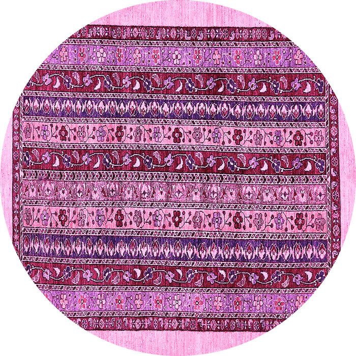 Round Machine Washable Abstract Pink Modern Rug, wshabs546pnk