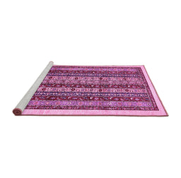 Sideview of Machine Washable Abstract Pink Modern Rug, wshabs546pnk