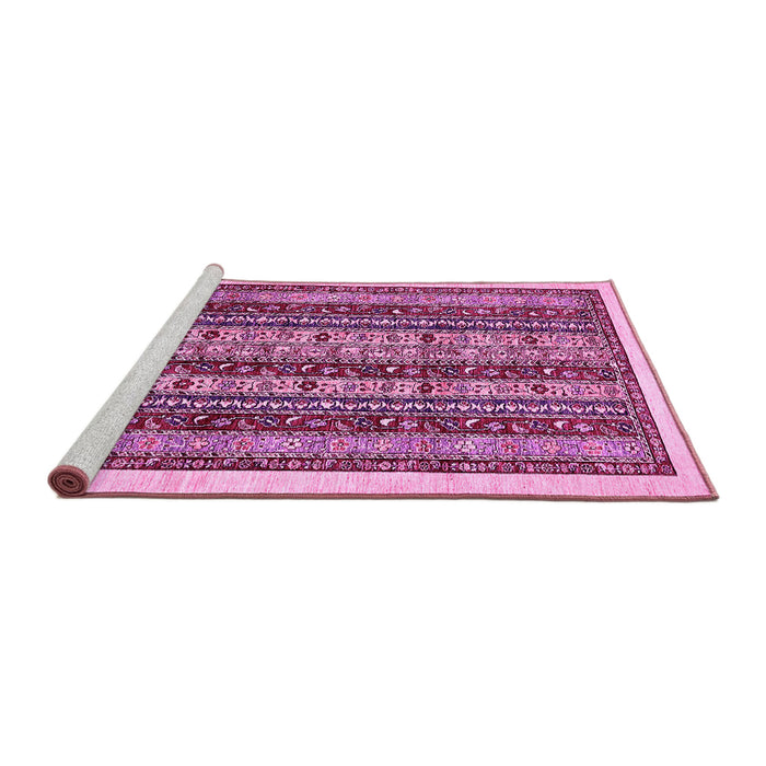 Sideview of Machine Washable Abstract Pink Modern Rug, wshabs546pnk