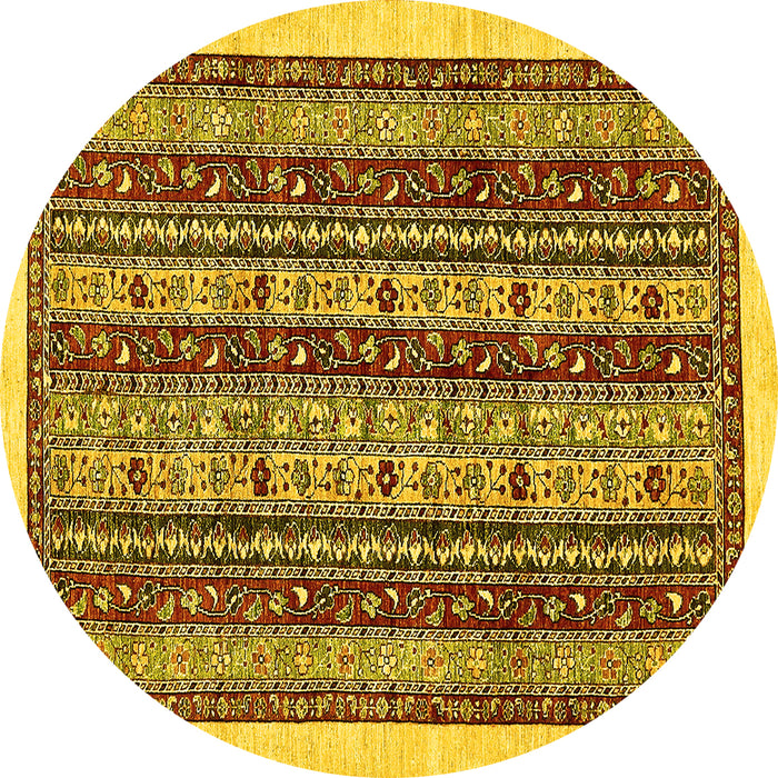 Round Machine Washable Abstract Yellow Modern Rug, wshabs546yw
