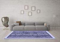 Machine Washable Abstract Blue Modern Rug, wshabs546blu