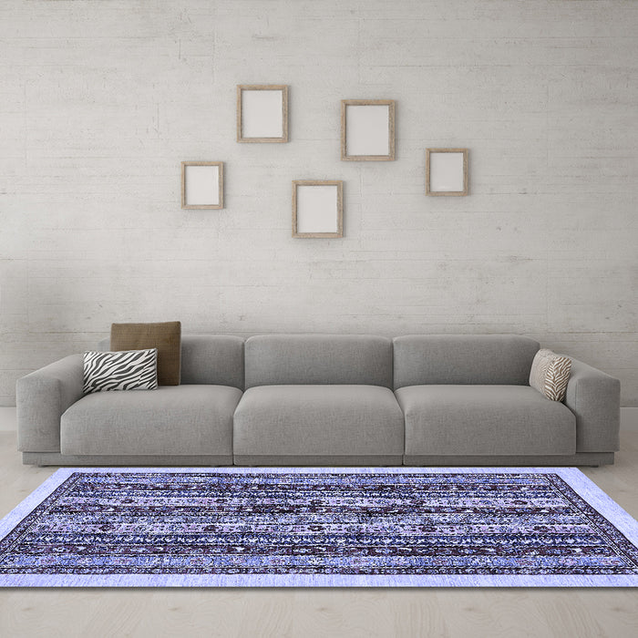 Machine Washable Abstract Blue Modern Rug in a Living Room, wshabs546blu