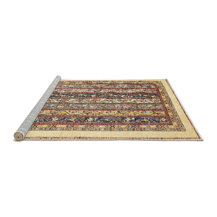 Sideview of Machine Washable Abstract Brown Gold Rug, wshabs547