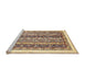 Sideview of Machine Washable Abstract Brown Gold Rug, wshabs547