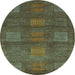 Round Abstract Light Blue Modern Rug, abs5470lblu