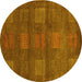 Round Abstract Yellow Modern Rug, abs5470yw