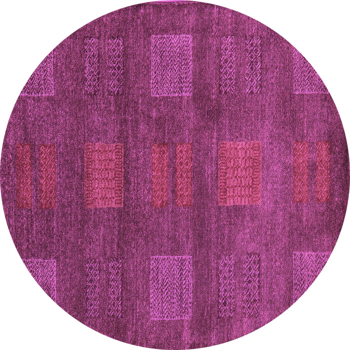 Round Machine Washable Abstract Purple Modern Area Rugs, wshabs5470pur