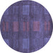 Round Abstract Blue Modern Rug, abs5470blu