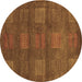 Round Abstract Brown Modern Rug, abs5470brn